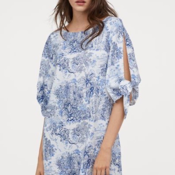 H&M Blue and White Patterned Dress - Picture 3 of 8